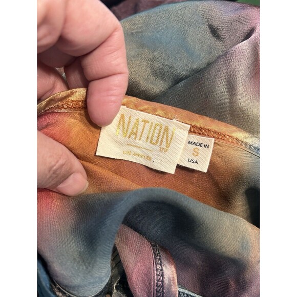 Nation LTD Lisette Tie Dye Color Tank Top Satin Silky Rayon Women’s Size Small - Picture 2 of 4